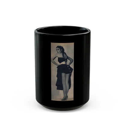 Kathryn Grant #140 - Reverse side of cover 1 Page of Full Body B&W Pin-Up from Piccolo Dutch Movie Star Mag. 12-19-1954 (Vintage Female Icon) Black Coffee Mug 15oz - Go Mug Yourself