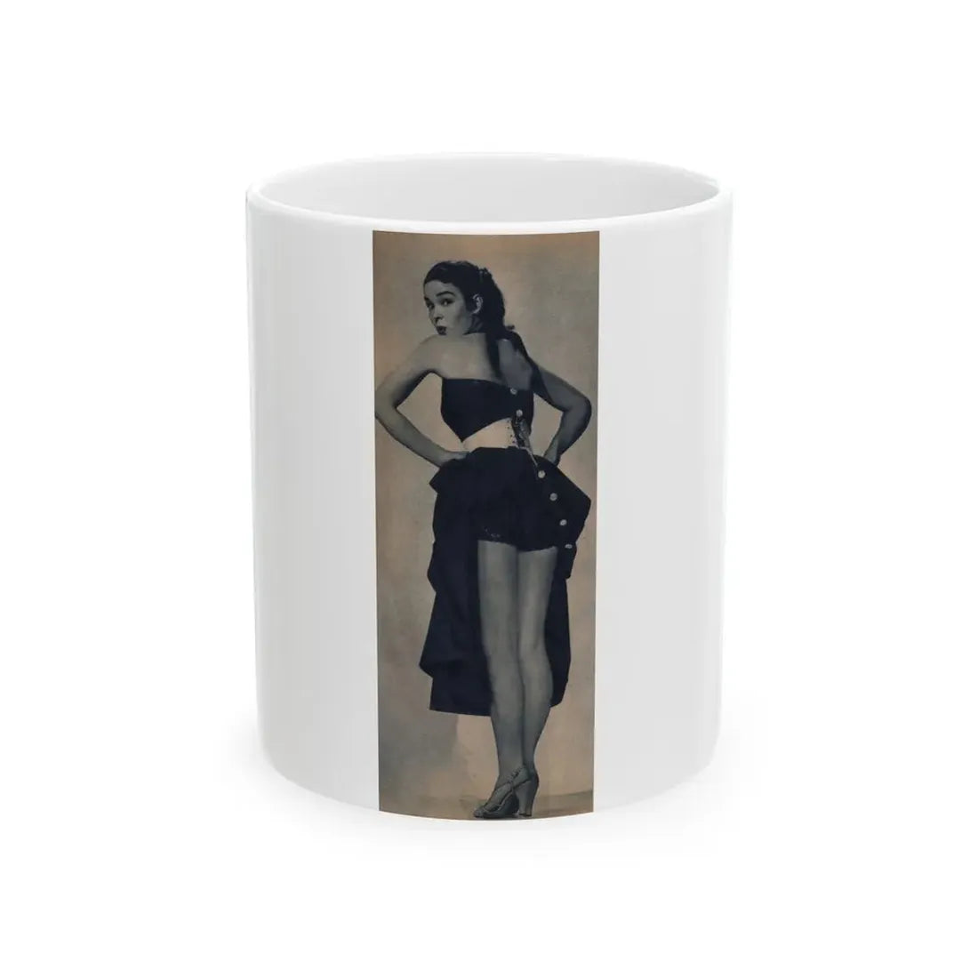 Kathryn Grant #140 - Reverse side of cover 1 Page of Full Body B&W Pin-Up from Piccolo Dutch Movie Star Mag. 12-19-1954 (Vintage Female Icon) White Coffee Mug 11oz - Go Mug Yourself