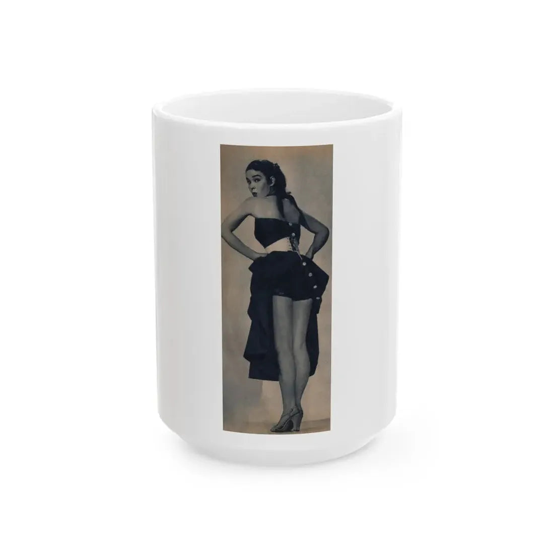 Kathryn Grant #140 - Reverse side of cover 1 Page of Full Body B&W Pin-Up from Piccolo Dutch Movie Star Mag. 12-19-1954 (Vintage Female Icon) White Coffee Mug 15oz - Go Mug Yourself
