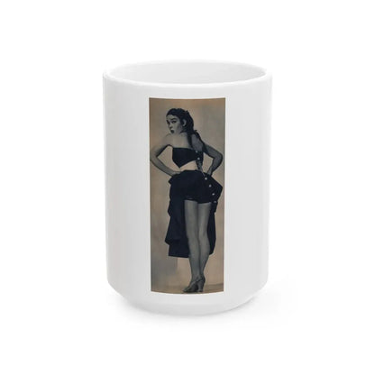 Kathryn Grant #140 - Reverse side of cover 1 Page of Full Body B&W Pin-Up from Piccolo Dutch Movie Star Mag. 12-19-1954 (Vintage Female Icon) White Coffee Mug 15oz - Go Mug Yourself