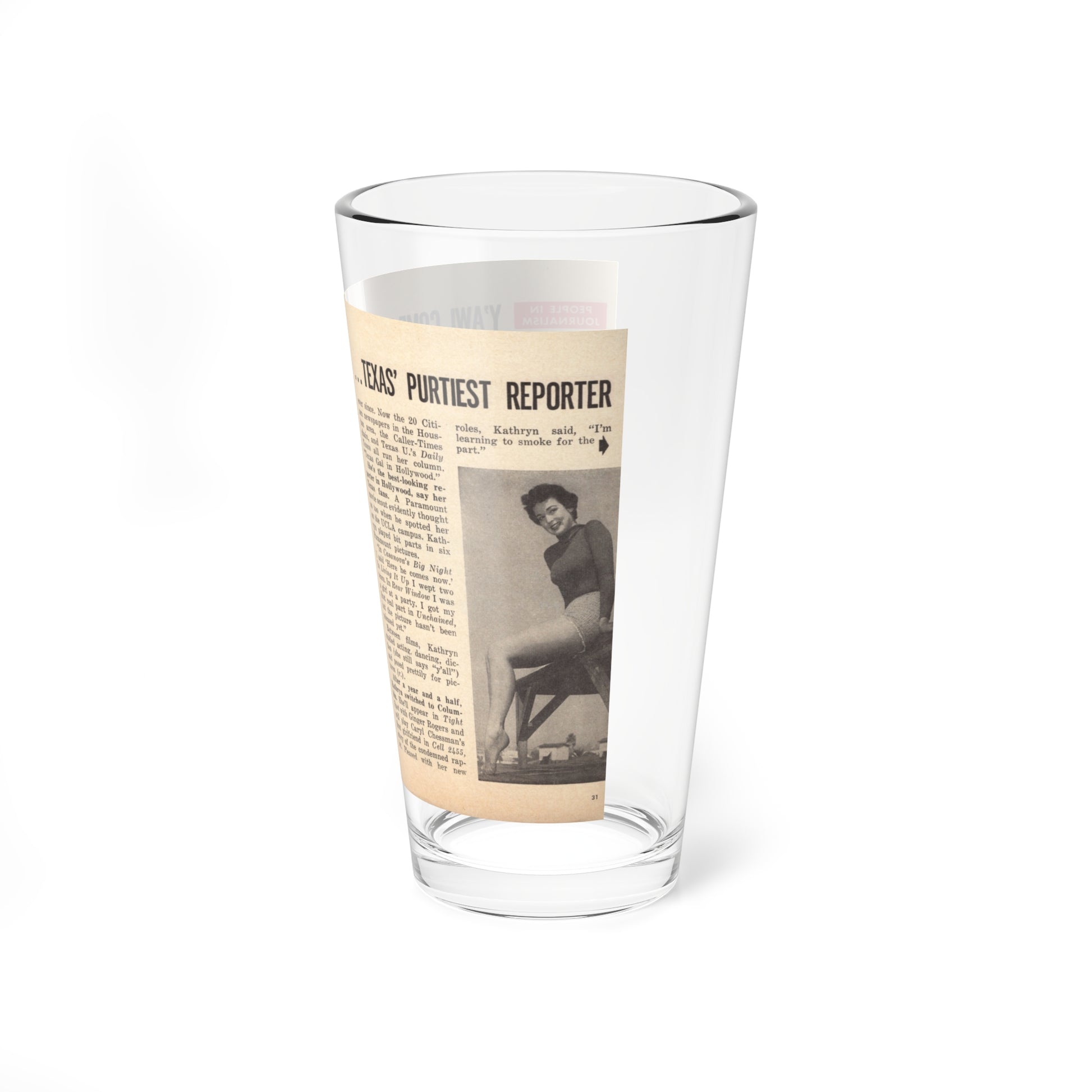 Kathryn Grant #87 - Pages 30 & 31 Featuring, Pages 1 & 2 of 5 with, 3 B&W Photos & Article from People Today Pocket Mag. 12-15-54 (Vintage Female Icon) Pint Glass 16oz-Go Mug Yourself