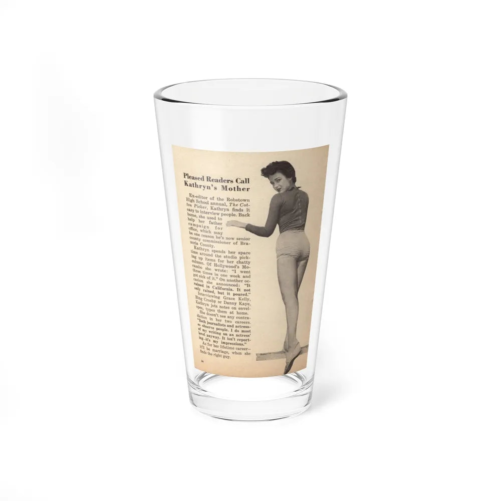 Kathryn Grant #89 - Pages 34 Featuring, 1 B&W Photo & Article from People Today Pocket Mag. 12-15-54 (Vintage Female Icon) Pint Glass 16oz 16oz - Go Mug Yourself