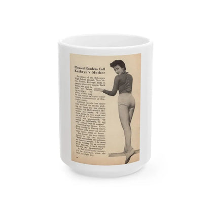 Kathryn Grant #89 - Pages 34 Featuring, 1 B&W Photo & Article from People Today Pocket Mag. 12-15-54 (Vintage Female Icon) White Coffee Mug 15oz - Go Mug Yourself
