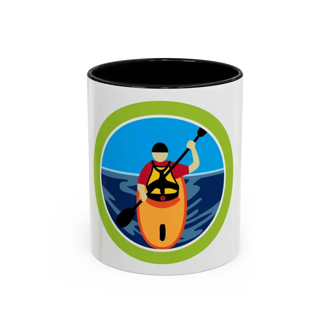 Kayaking (Boy Scout Merit Badge) Accent Coffee Mug 11oz Black - Go Mug Yourself