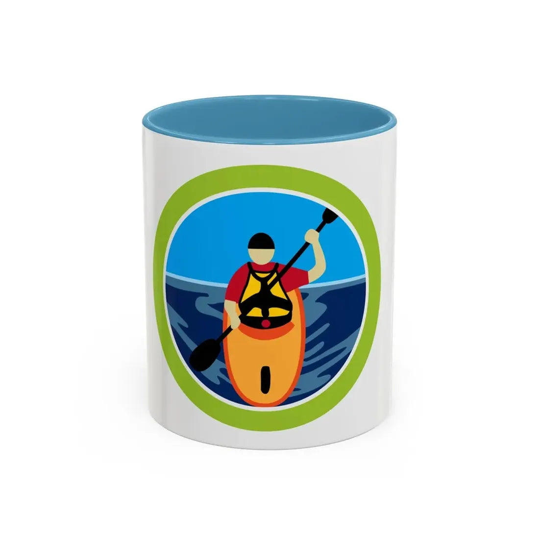 Kayaking (Boy Scout Merit Badge) Accent Coffee Mug 11oz Light Blue - Go Mug Yourself