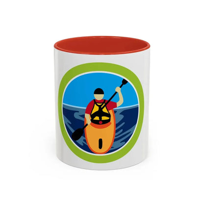 Kayaking (Boy Scout Merit Badge) Accent Coffee Mug 11oz Red - Go Mug Yourself
