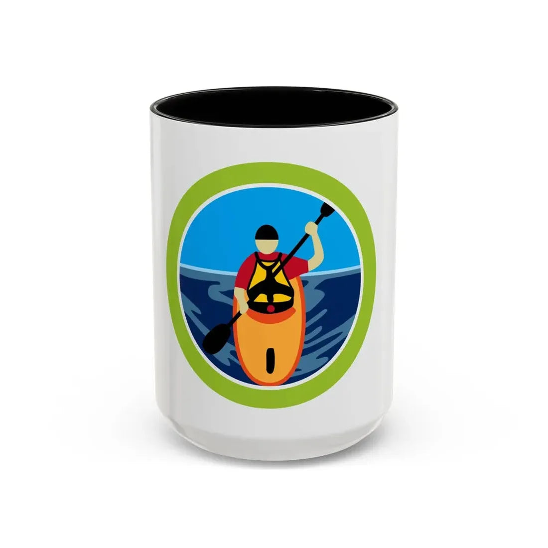 Kayaking (Boy Scout Merit Badge) Accent Coffee Mug 15oz Black - Go Mug Yourself