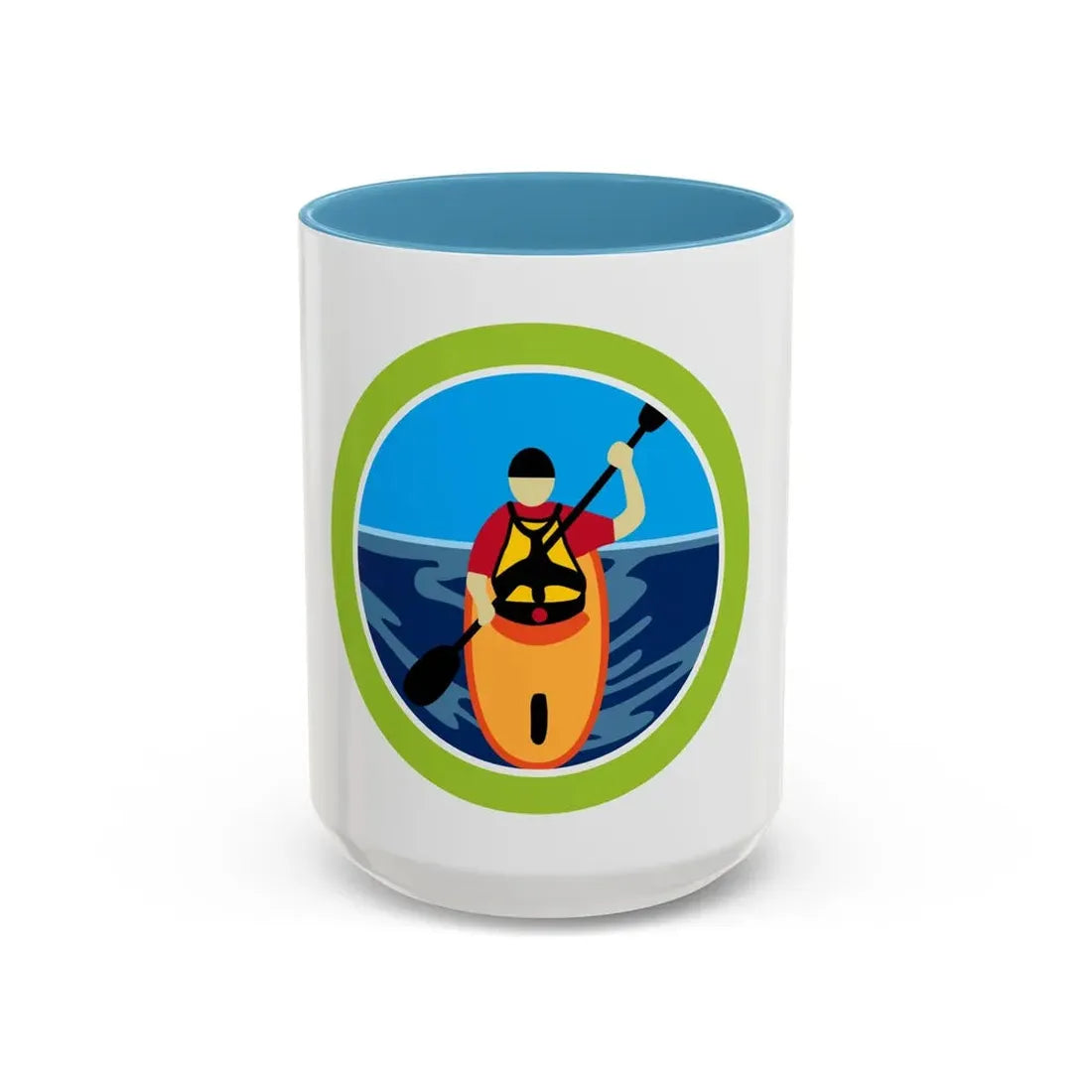 Kayaking (Boy Scout Merit Badge) Accent Coffee Mug 15oz Light Blue - Go Mug Yourself