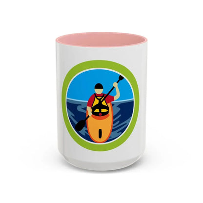 Kayaking (Boy Scout Merit Badge) Accent Coffee Mug 15oz Pink - Go Mug Yourself