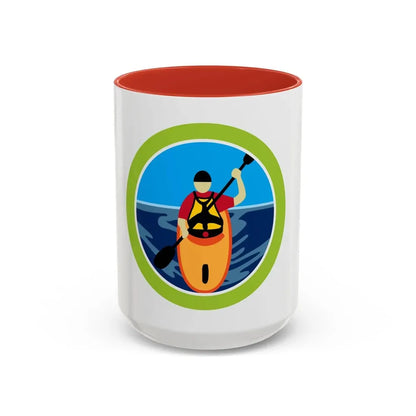 Kayaking (Boy Scout Merit Badge) Accent Coffee Mug 15oz Red - Go Mug Yourself