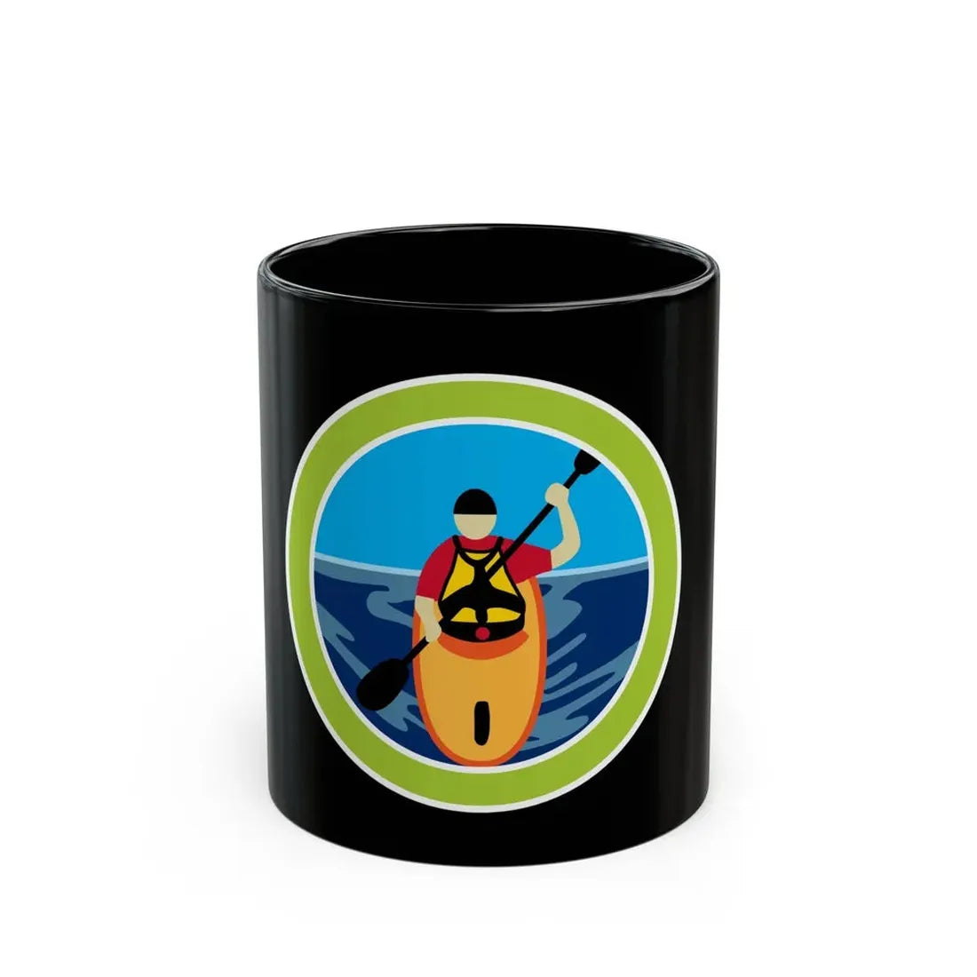 Kayaking (Boy Scout Merit Badge) Black Coffee Mug 11oz - Go Mug Yourself