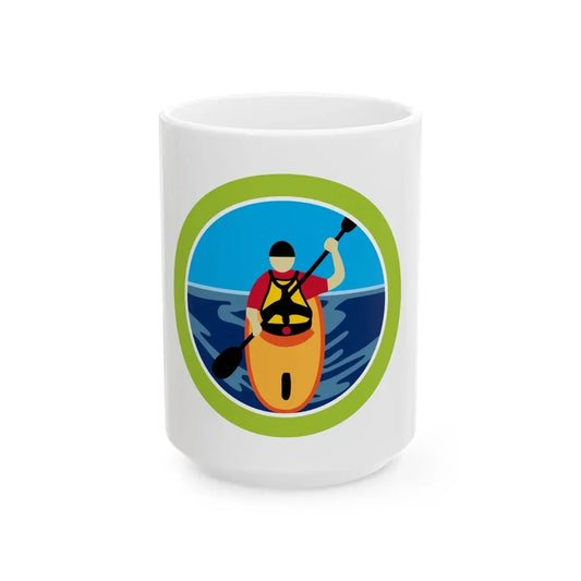 Kayaking (Boy Scout Merit Badge) White Coffee Mug 15oz - Go Mug Yourself