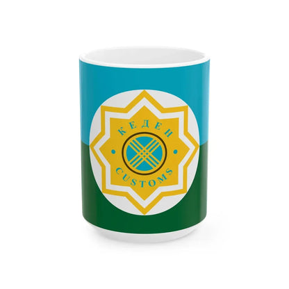 Kazakhstan Customs Service flag (Kazakhstan) White Coffee Mug 15oz - Go Mug Yourself