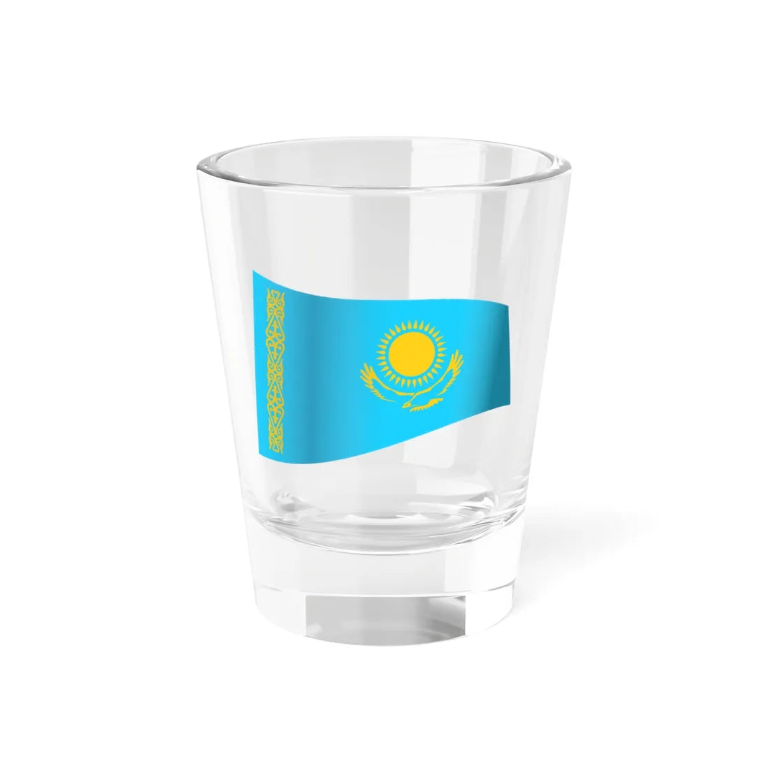 Kazakhstan Flag - iconic waving (Kazakhstan) Shot Glass 1.5oz 1.5oz - Go Mug Yourself