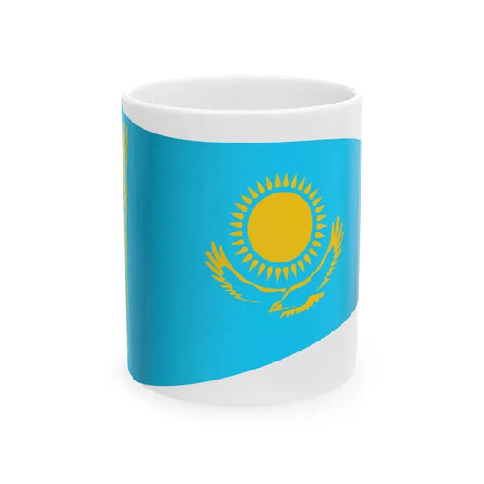 Kazakhstan Flag - iconic waving (Kazakhstan) White Coffee Mug 11oz - Go Mug Yourself