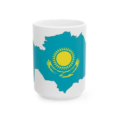 Kazakhstan-Flagmap (Kazakhstan) White Coffee Mug 15oz - Go Mug Yourself