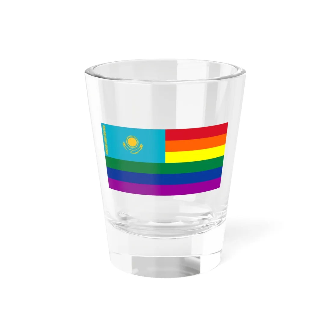 Kazakstan Rainbow Flag (Kazakhstan) Shot Glass 1.5oz 1.5oz - Go Mug Yourself