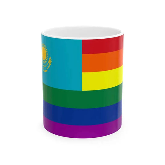 Kazakstan Rainbow Flag (Kazakhstan) White Coffee Mug 11oz - Go Mug Yourself
