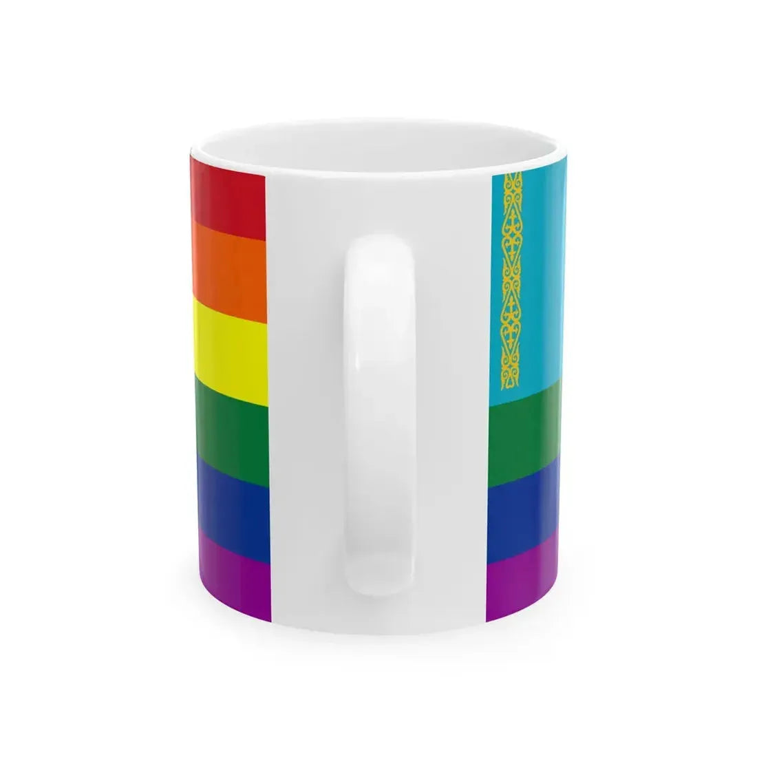 Kazakstan Rainbow Flag (Kazakhstan) White Coffee Mug - Go Mug Yourself