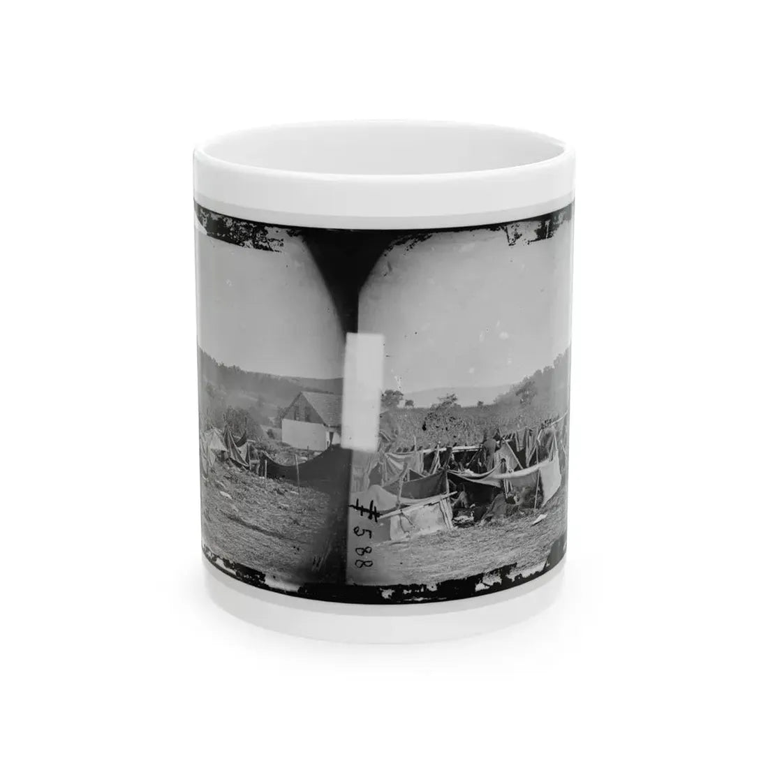 Keedysville, Md., Vicinity. Confederate Wounded At Smith's Barn, With Dr. Anson Hurd, 14th Indiana Volunteers, In Attendance (U.S. Civil War) White Coffee Mug 11oz - Go Mug Yourself