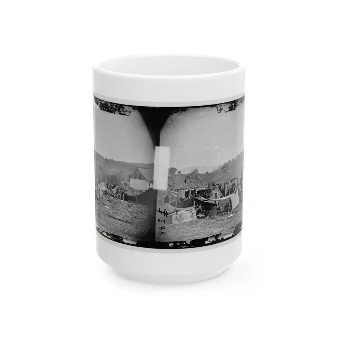 Keedysville, Md., Vicinity. Confederate Wounded At Smith's Barn, With Dr. Anson Hurd, 14th Indiana Volunteers, In Attendance (U.S. Civil War) White Coffee Mug 15oz - Go Mug Yourself