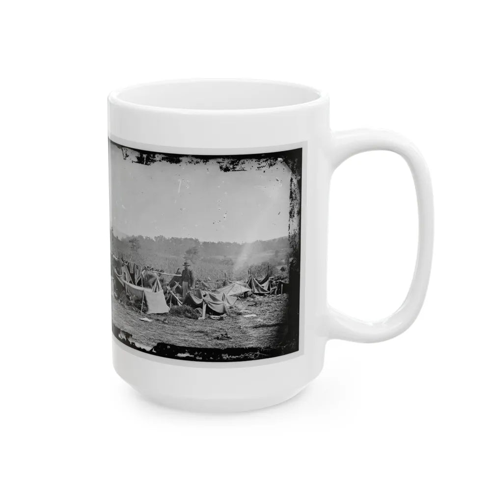 Keedysville, Md., Vicinity. Confederate Wounded At Smith's Barn, With Dr. Anson Hurd, 14th Indiana Volunteers, In Attendance (U.S. Civil War) White Coffee Mug-Go Mug Yourself