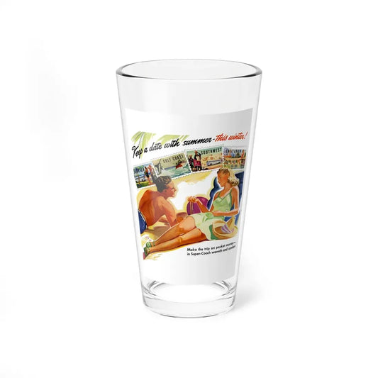 Keep a date with Summer, Greyhound ad, 1941 - Pint Glass 16oz 16oz - Go Mug Yourself