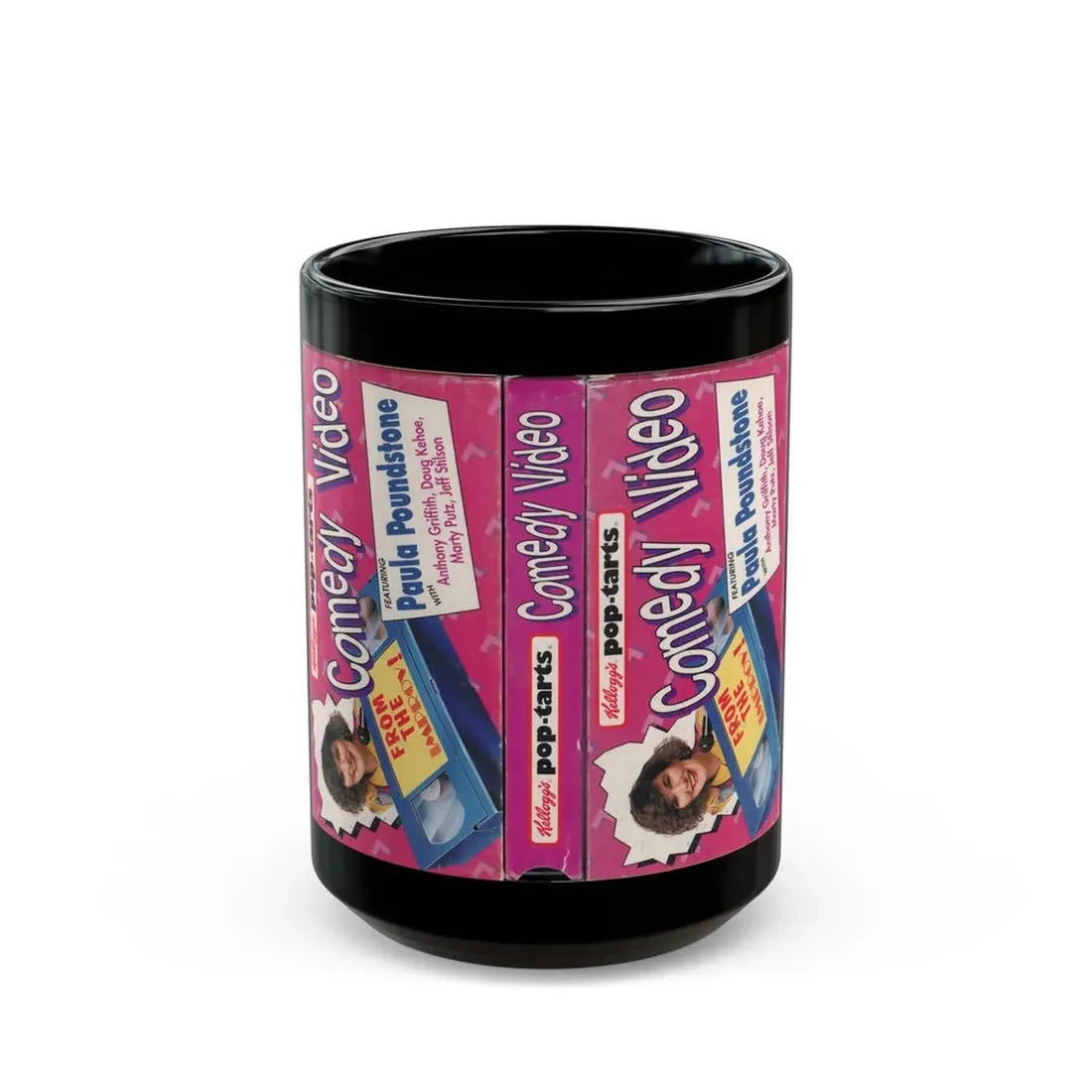 KELLOGGS POP TARTS COMEDY VIDEO FEATURING PAULA POUNDSTONE (VHS COVER) - Black Coffee Mug 15oz - Go Mug Yourself