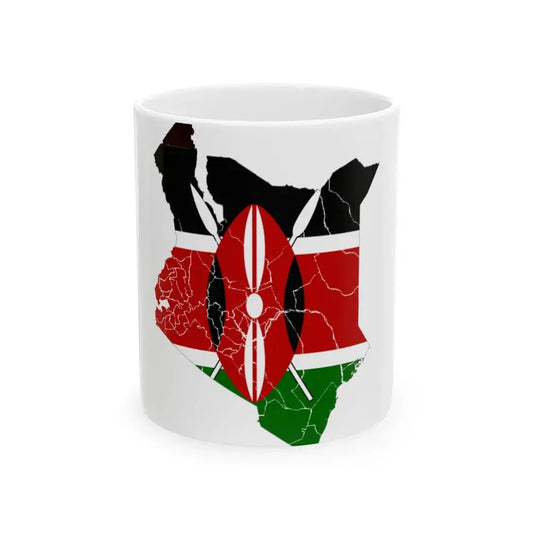 Kenya flag map (Kenya) White Coffee Mug 11oz - Go Mug Yourself