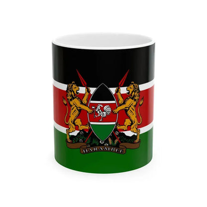 Kenyan coat of arms flag (Kenya) White Coffee Mug 11oz - Go Mug Yourself