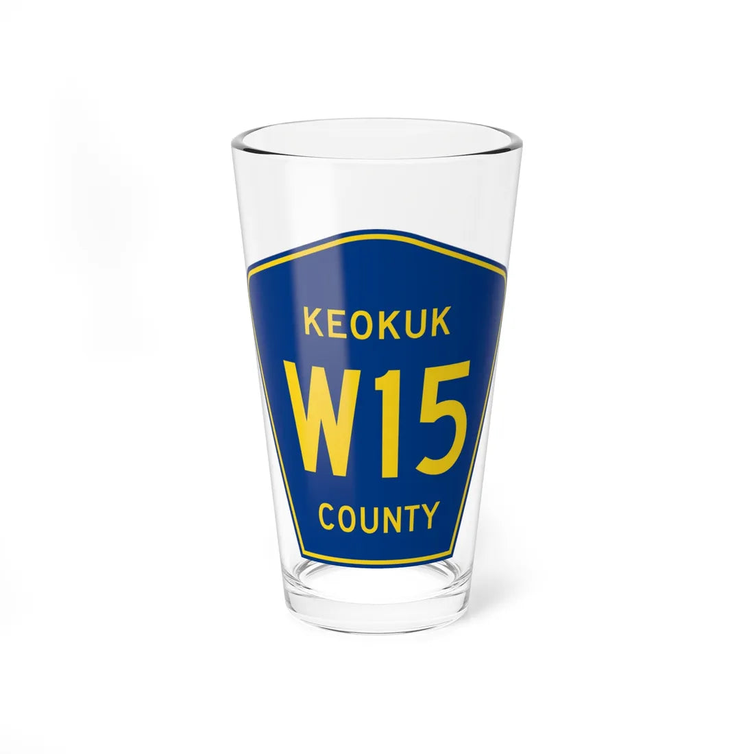Keokuk County Route W15 IA (Iowa) (Road Sign) Pint Glass 16oz 16oz - Go Mug Yourself