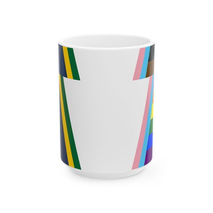 Keystone Flag Progress Pride Variant (United States) White Coffee Mug-15oz-Go Mug Yourself