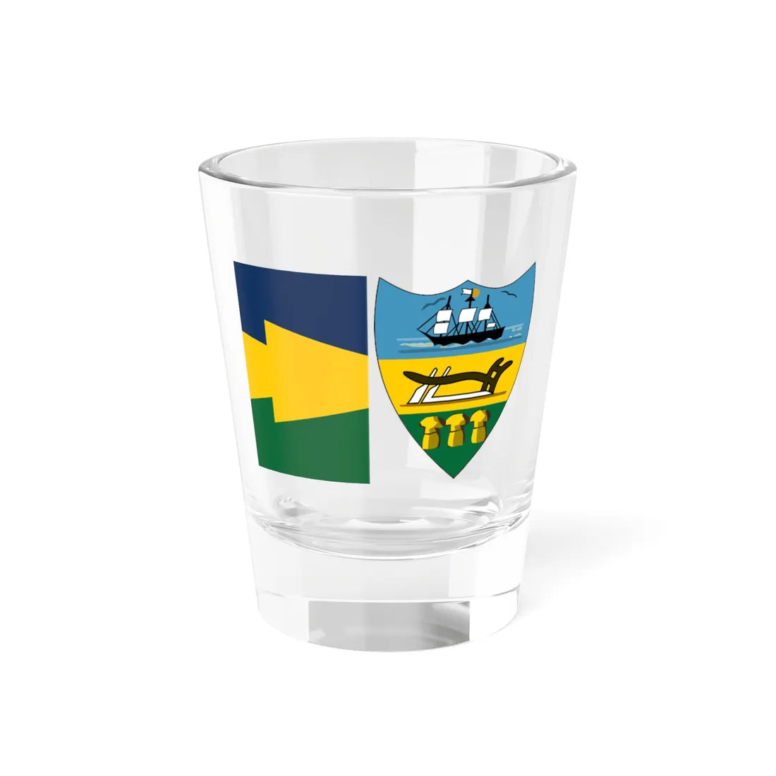 Keystone Flag vertical comparison with Pennsylvania Escutcheon (United States) Shot Glass 1.5oz 1.5oz - Go Mug Yourself