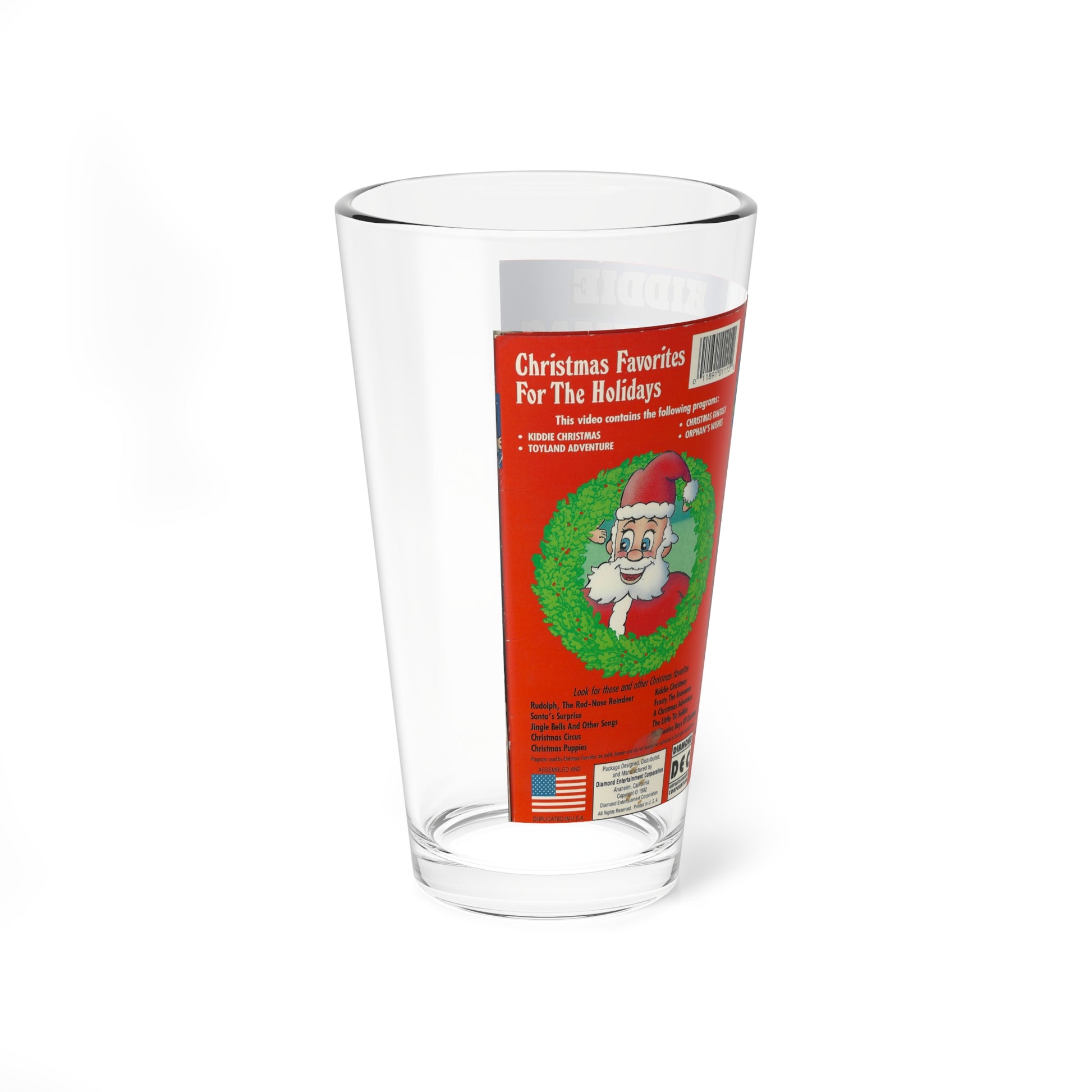 KIDDIE CHRISTMAS (VHS COVER) Pint Glass 16oz-Go Mug Yourself