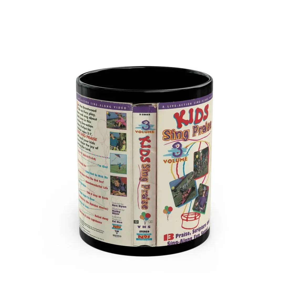 KIDS SING PRAISE VOLUME 3 (VHS COVER) - Black Coffee Mug 11oz - Go Mug Yourself