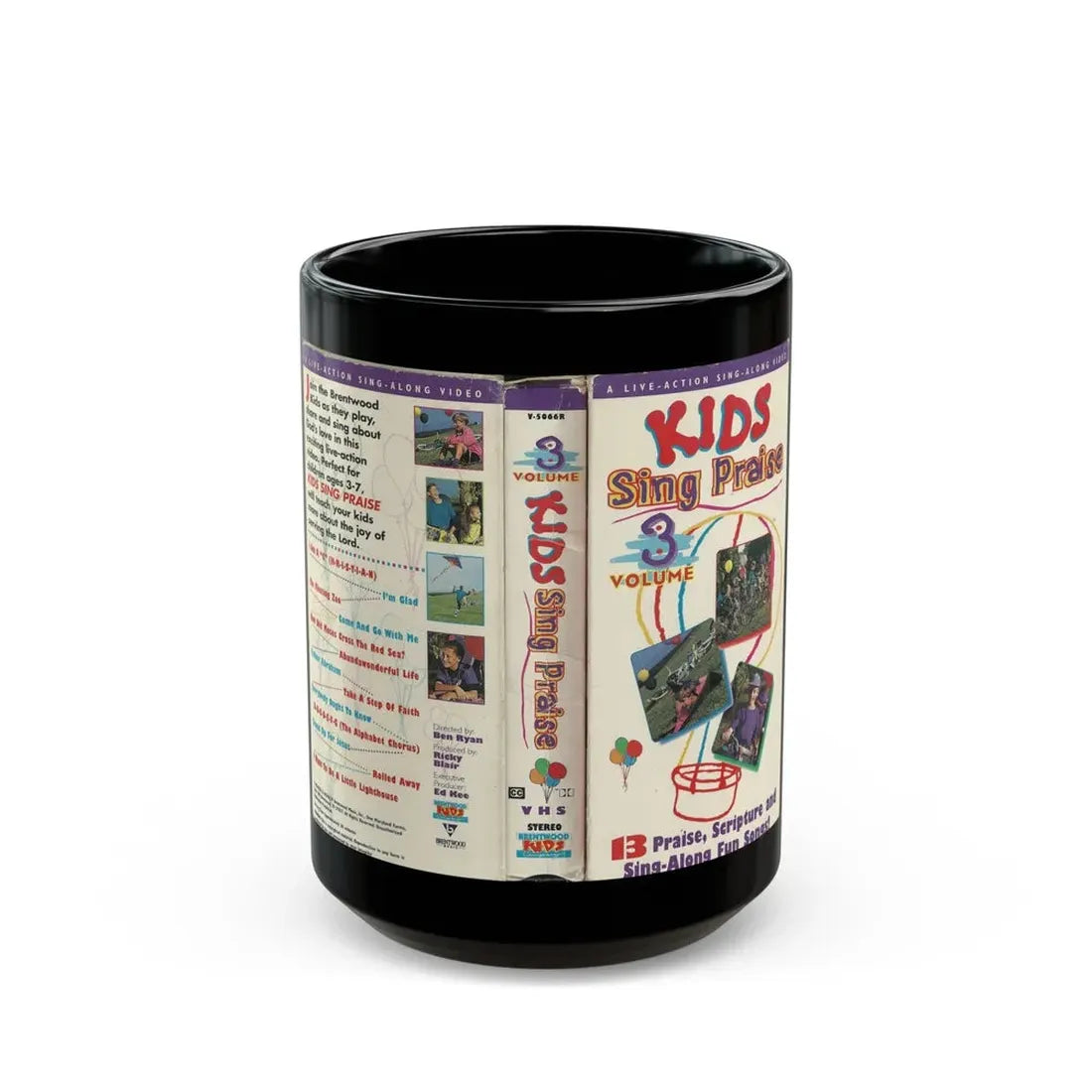KIDS SING PRAISE VOLUME 3 (VHS COVER) - Black Coffee Mug 15oz - Go Mug Yourself
