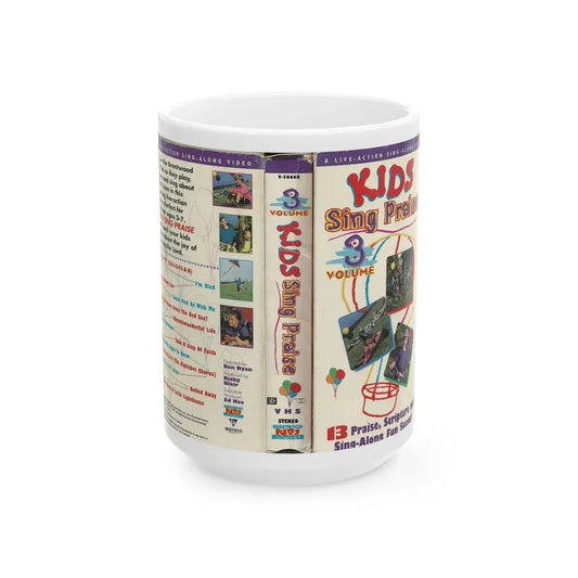 KIDS SING PRAISE VOLUME 3 (VHS COVER) - White Coffee Mug 15oz - Go Mug Yourself