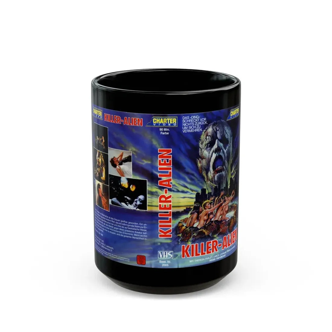 KILLER ALIEN (VHS COVER) - Black Coffee Mug 15oz - Go Mug Yourself