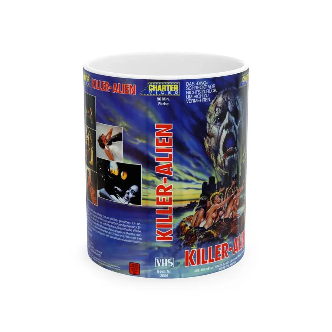 KILLER ALIEN (VHS COVER) - White Coffee Mug 11oz - Go Mug Yourself