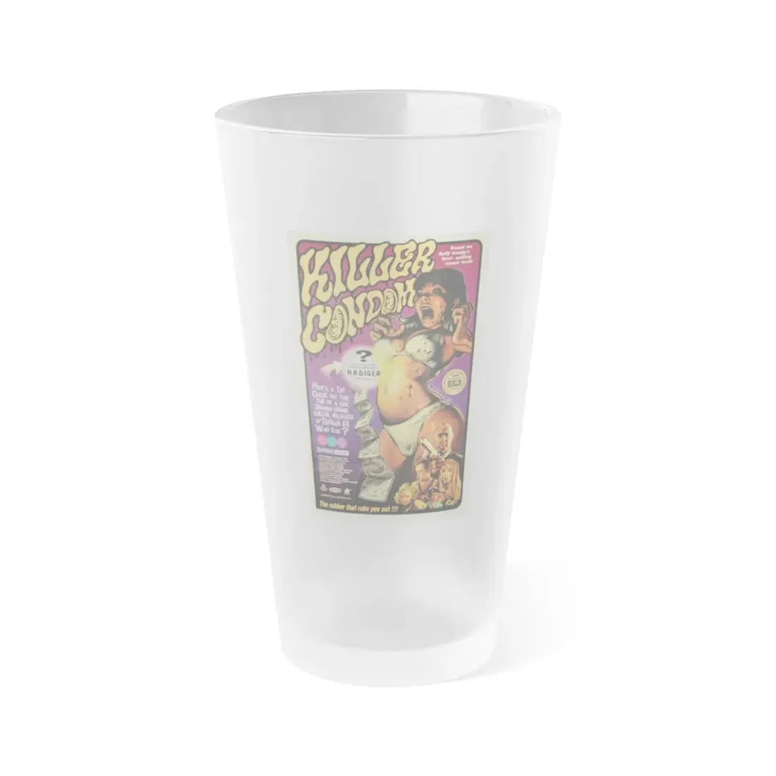 KILLER CONDOM 1996 Movie Poster - Frosted Pint Glass 16oz 16oz Frosted - Go Mug Yourself