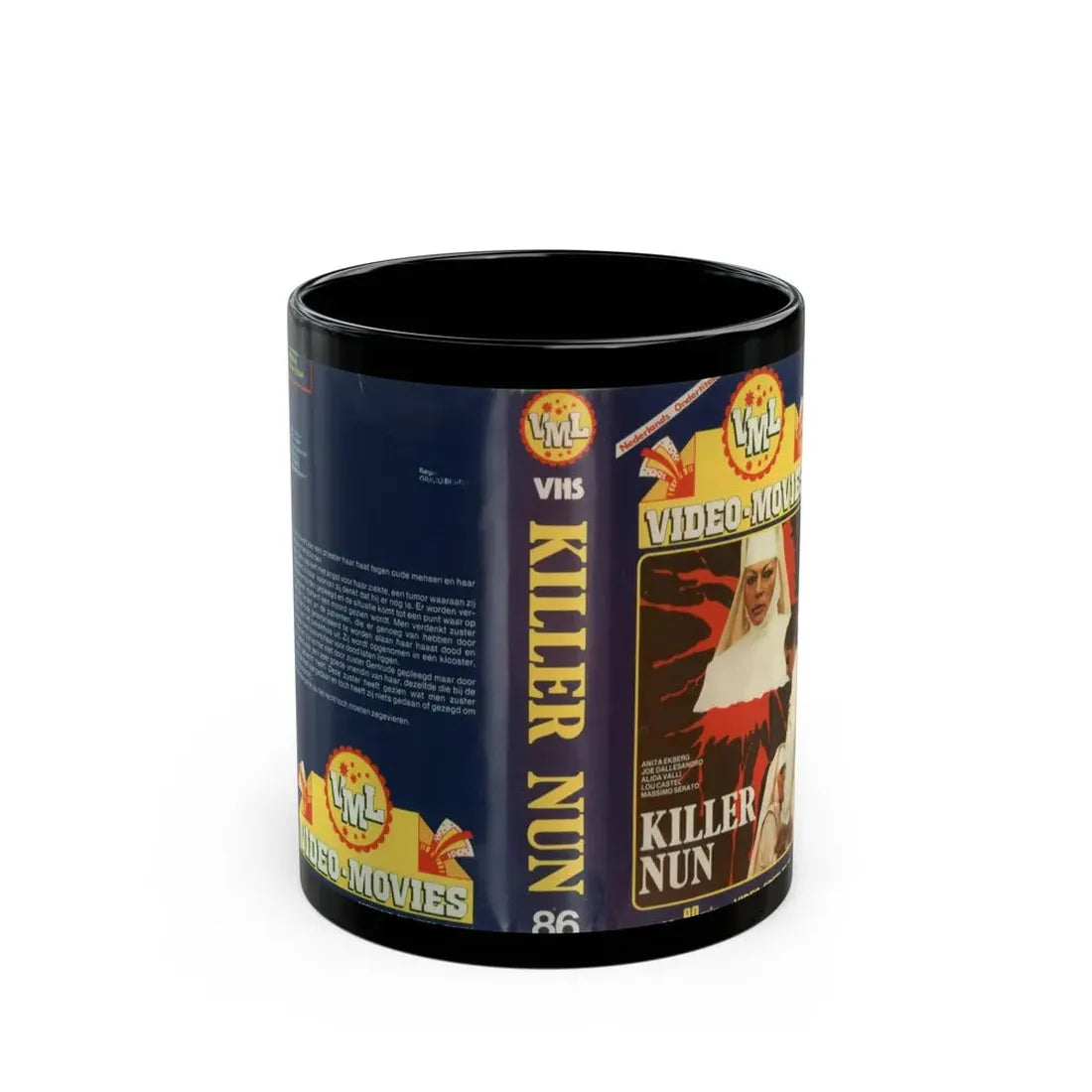 KILLER NUN (VHS COVER) - Black Coffee Mug 11oz - Go Mug Yourself