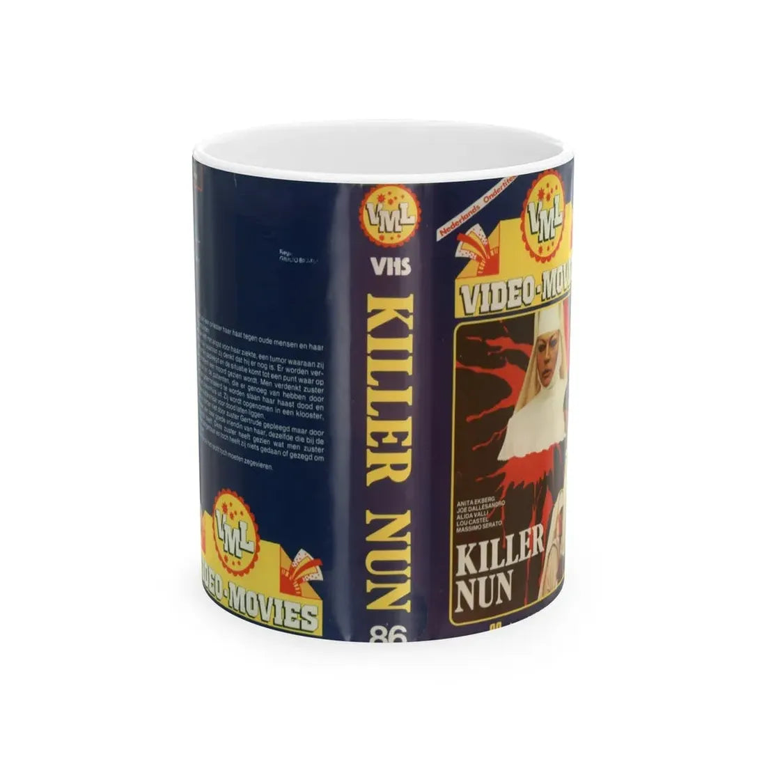 KILLER NUN (VHS COVER) - White Coffee Mug 11oz - Go Mug Yourself