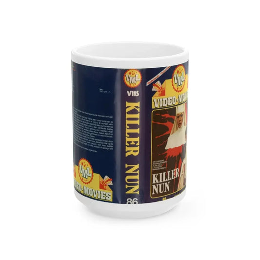 KILLER NUN (VHS COVER) - White Coffee Mug 15oz - Go Mug Yourself