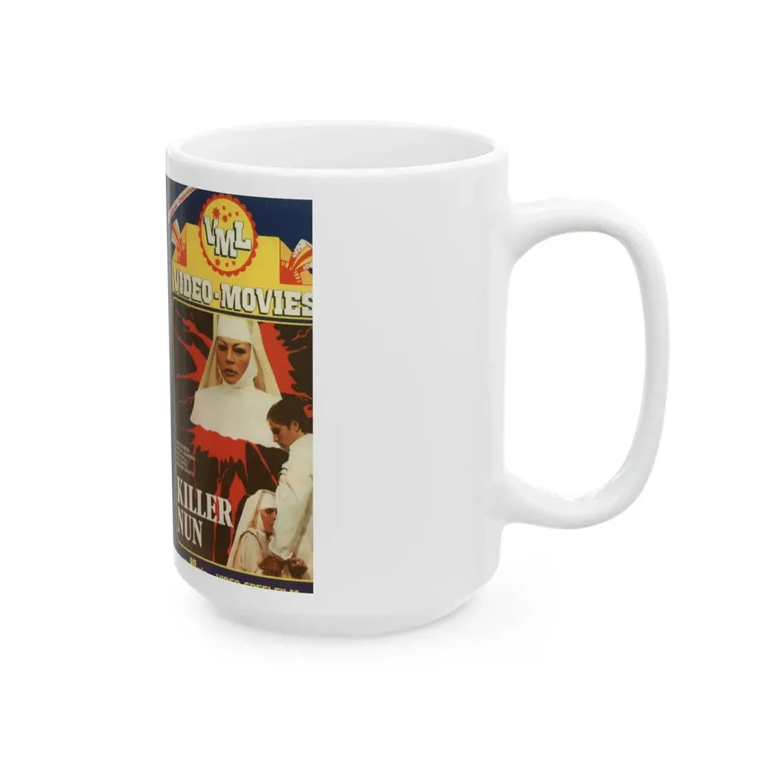 KILLER NUN (VHS COVER) - White Coffee Mug - Go Mug Yourself