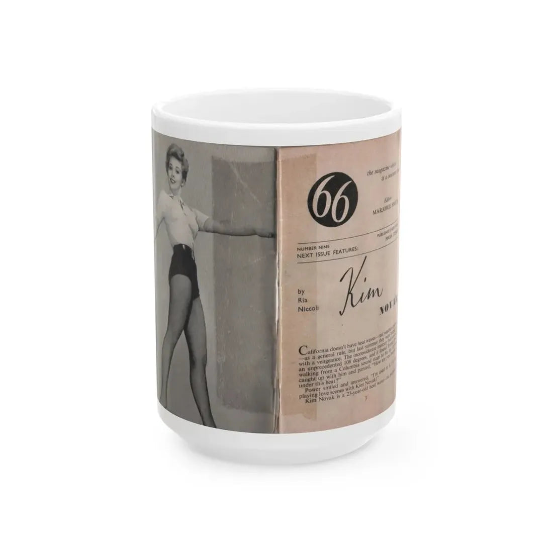 Kim Novak #140 - Scanned Mag. 66 Photos (Vintage Female Icon) White Coffee Mug 15oz - Go Mug Yourself