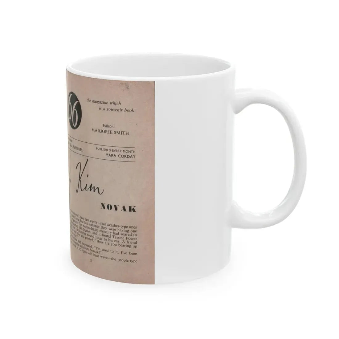 Kim Novak #140 - Scanned Mag. 66 Photos (Vintage Female Icon) White Coffee Mug - Go Mug Yourself