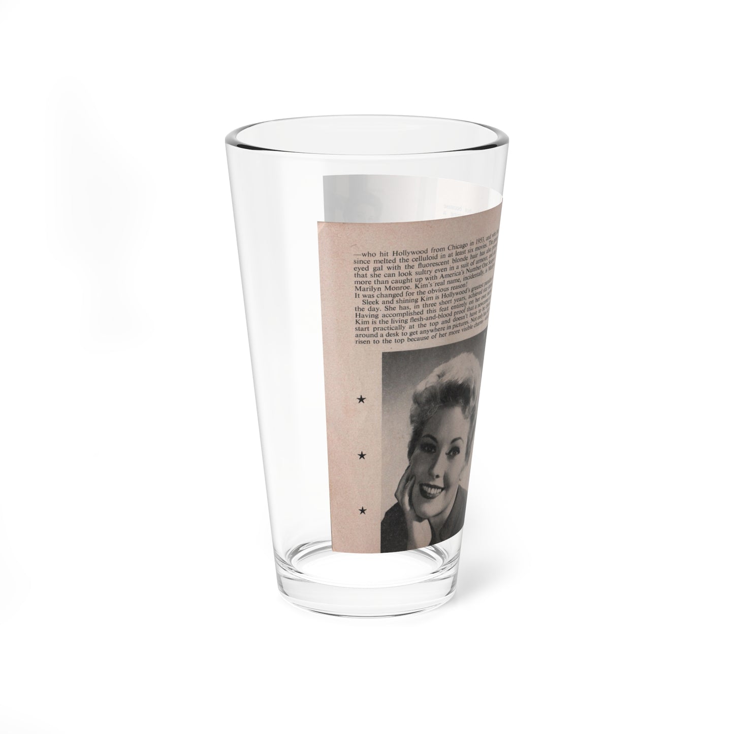 Kim Novak #141 - Scanned Mag. 66 Photos (Vintage Female Icon) Pint Glass 16oz-Go Mug Yourself