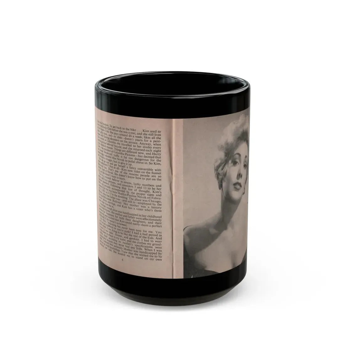 Kim Novak #142 - Scanned Mag. 66 Photos (Vintage Female Icon) Black Coffee Mug 15oz - Go Mug Yourself