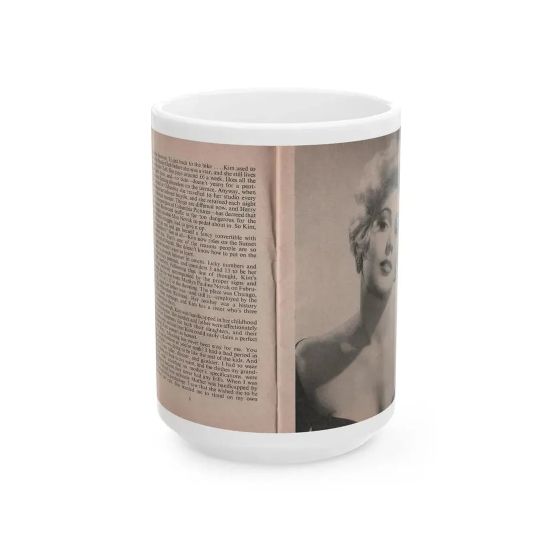 Kim Novak #142 - Scanned Mag. 66 Photos (Vintage Female Icon) White Coffee Mug 15oz - Go Mug Yourself