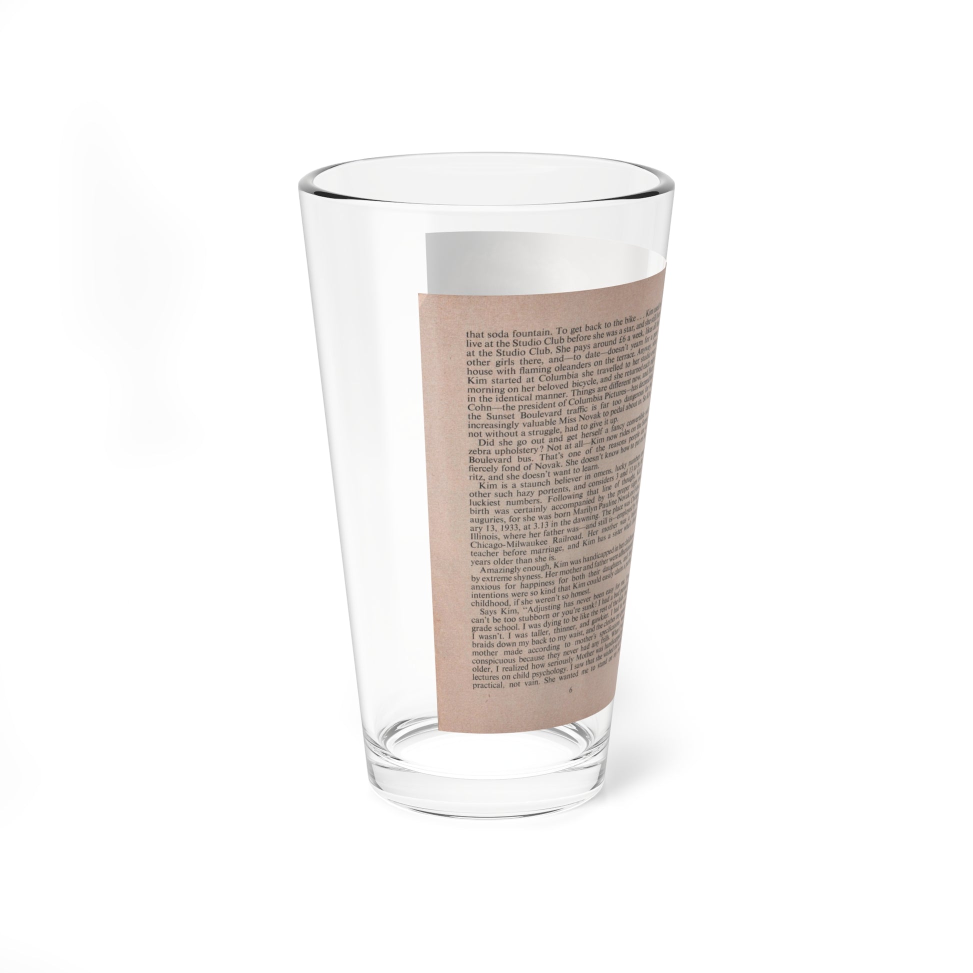 Kim Novak #142 - Scanned Mag. 66 Photos (Vintage Female Icon) Pint Glass 16oz-Go Mug Yourself